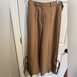 Rokh super wide leg Tan Pants with buckle details